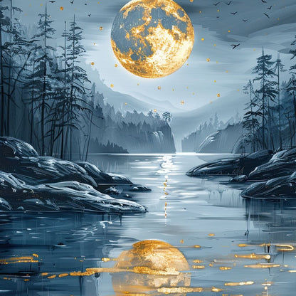Luminous Nocturne Reflections Canvas Wall Art