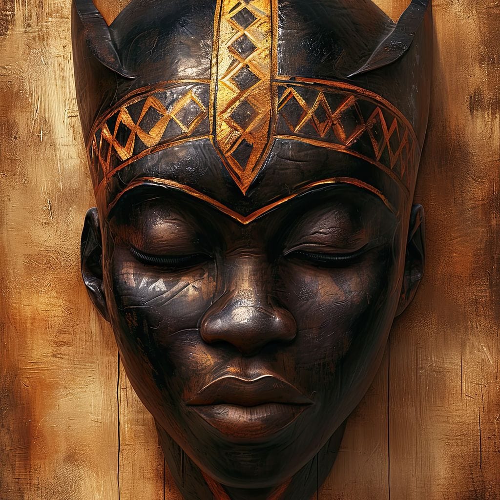 Golden Tribal Sentinel Canvas Wall Art