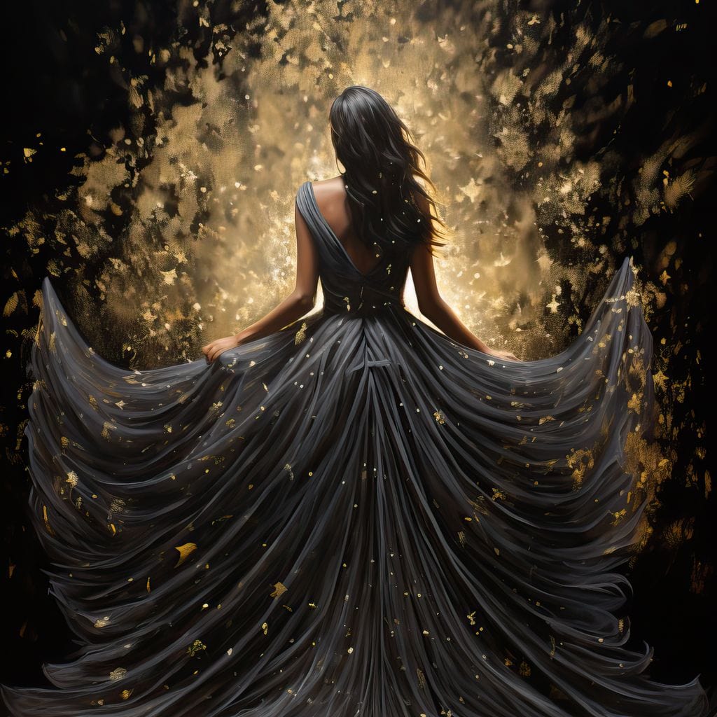 Ethereal Flight in Sparkling Gown Canvas Wall Art