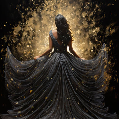 Ethereal Flight in Sparkling Gown Canvas Wall Art