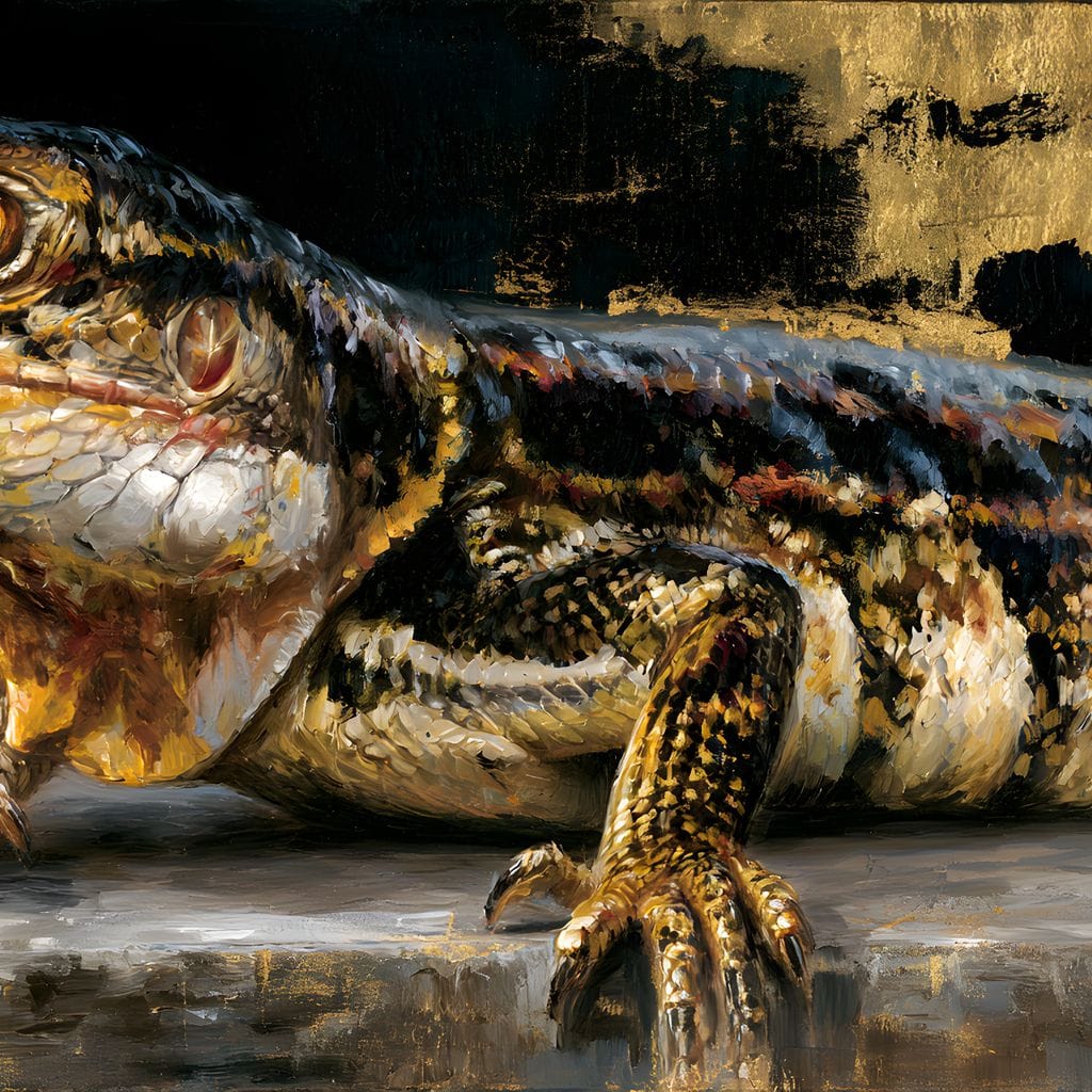 Ancient Scales Upon Gilded Ground Canvas Wall Art
