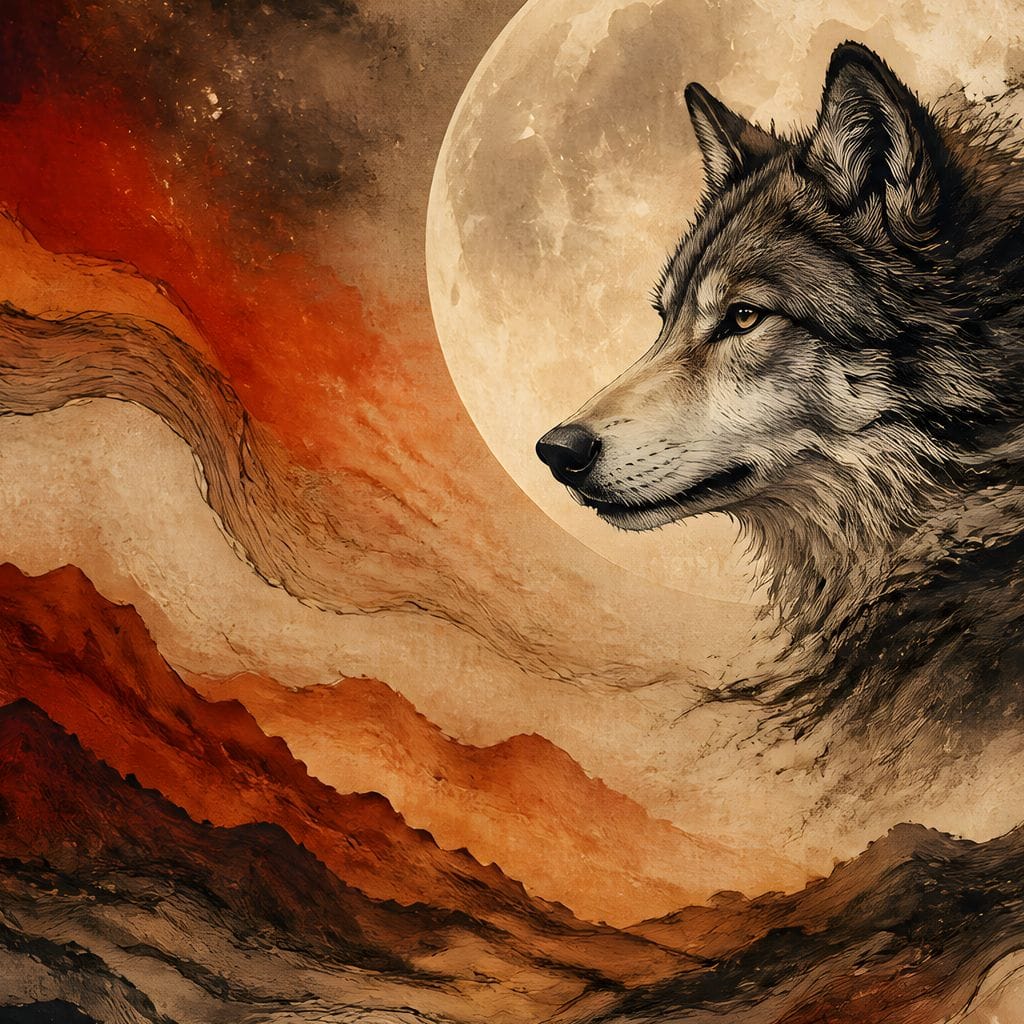 Solitary Howl Before Dawn Canvas Wall Art