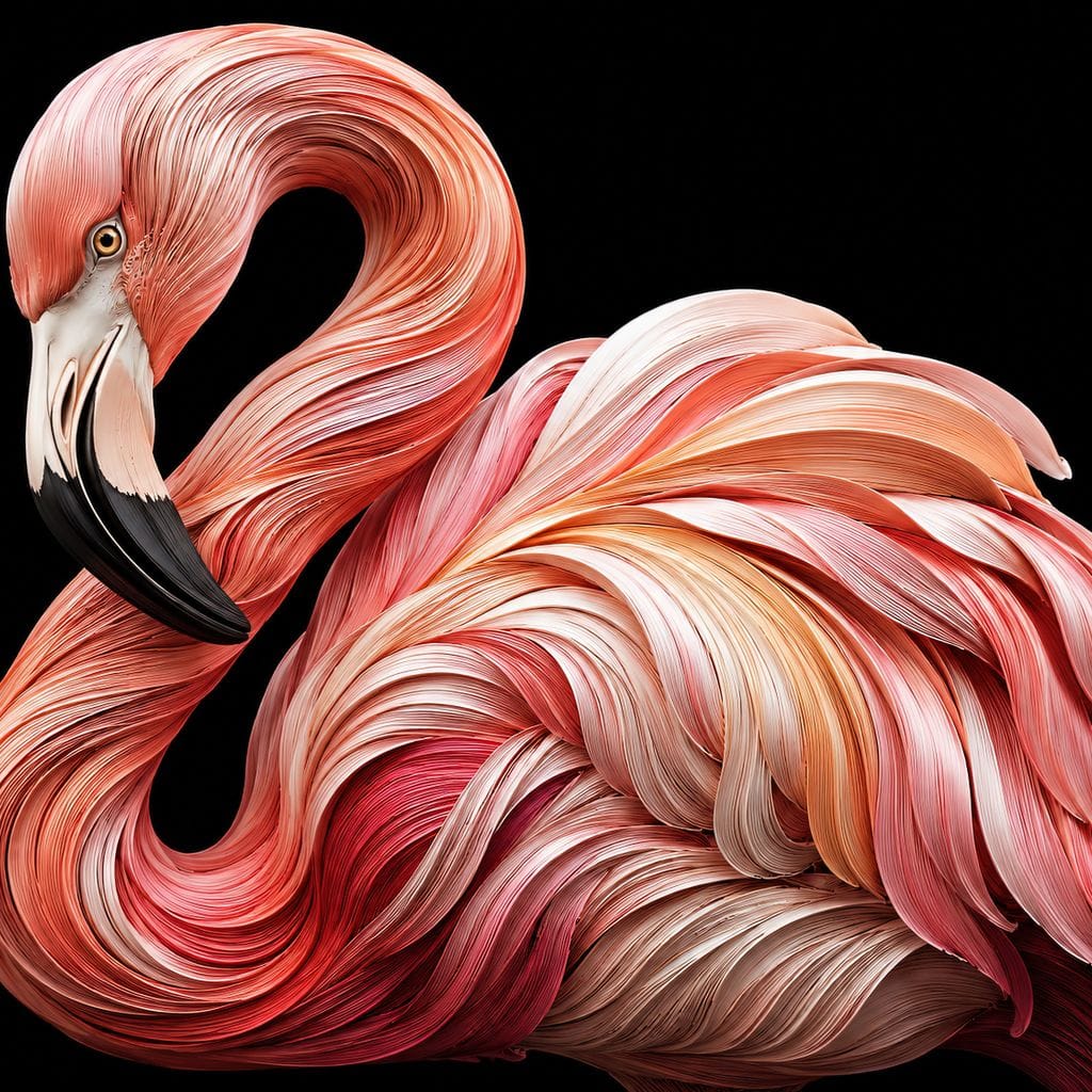 Silk Strand Flamingo Curve Canvas Wall Art