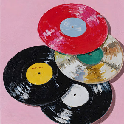 Retro Vinyl Record Pop Splash Canvas Wall Art