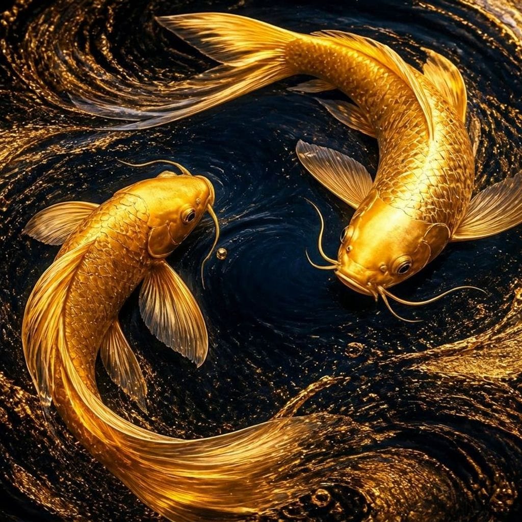 Koi Gold Current Canvas Wall Art