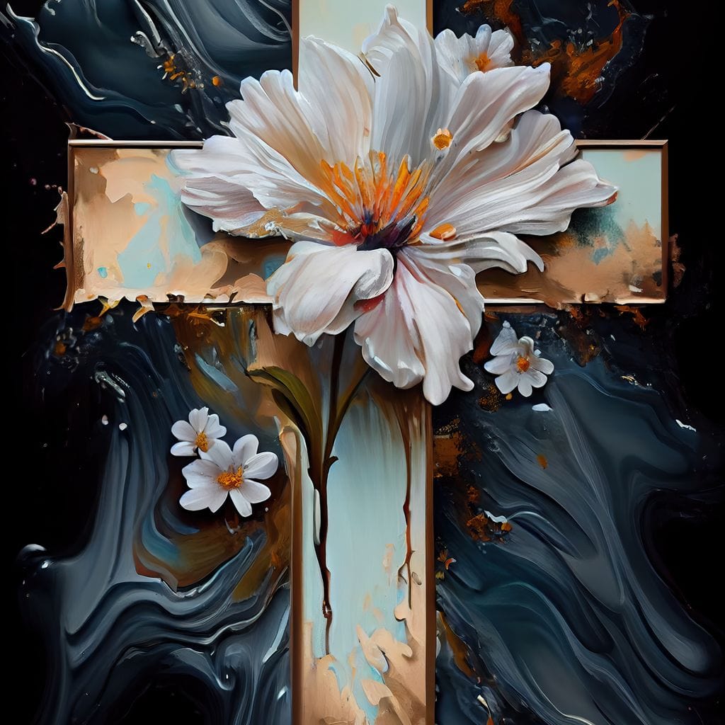 Floral Cross 02 Canvas Wall Art