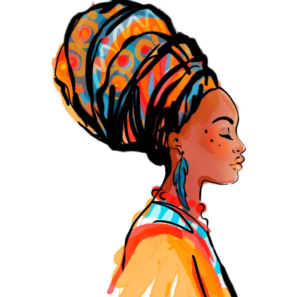 African Woman Turban Canvas Wall Art