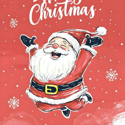 Joyful Santa Snowfall Holiday Canvas Wall Art