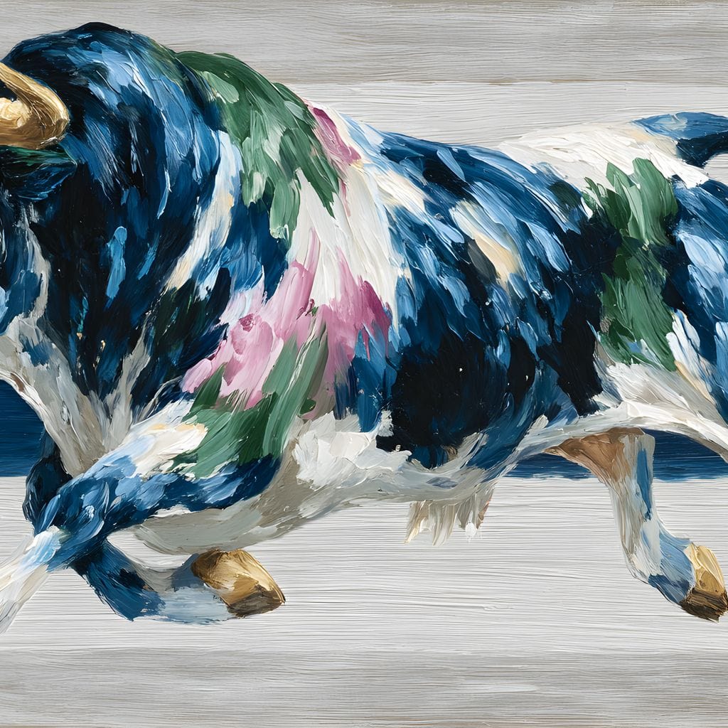 Charging Bull Color Fusion Canvas Wall Art