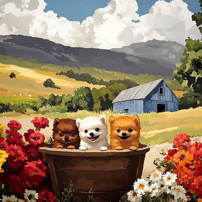 Fluffy Trio Canvas Wall Art