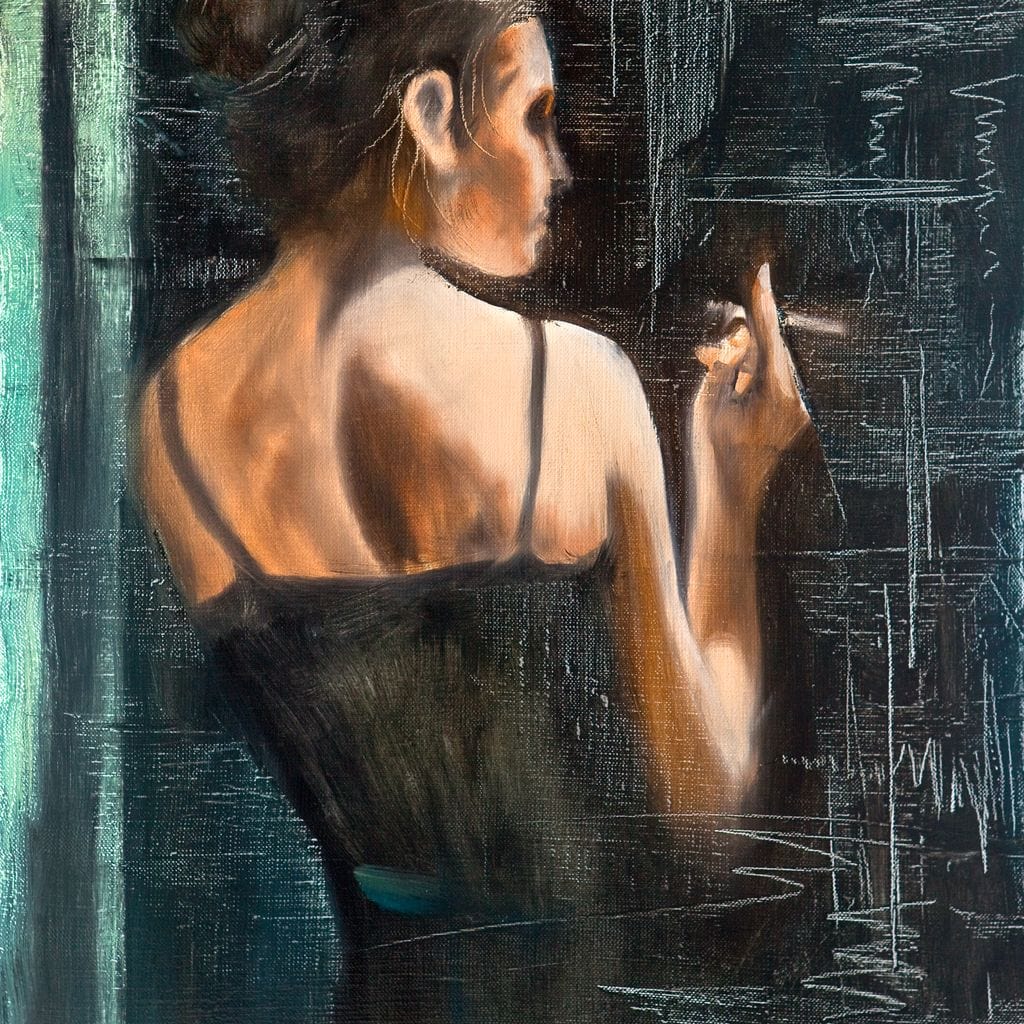 Smoking Woman Canvas Wall Art