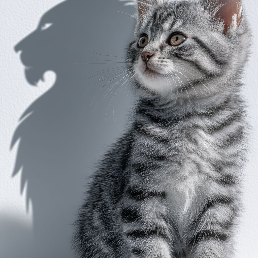 Brave Kitten Lion Shadow Canvas Wall Art