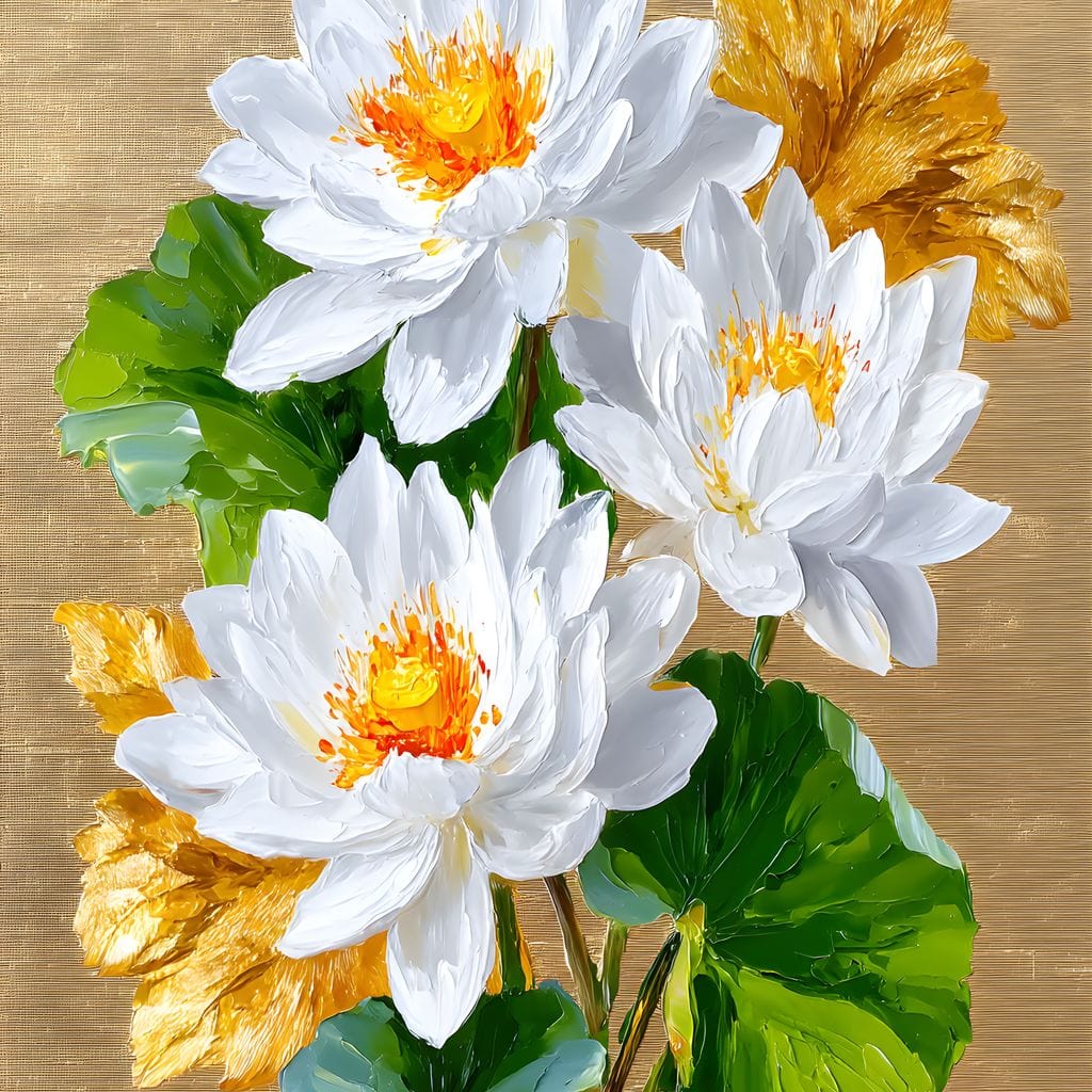 Golden Lotus Dreams Unfold Canvas Wall Art