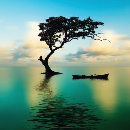 Cyan Tree Canvas Wall Art