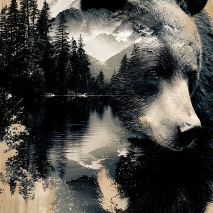 Wild Pines Bear Reflection Canvas Wall Art