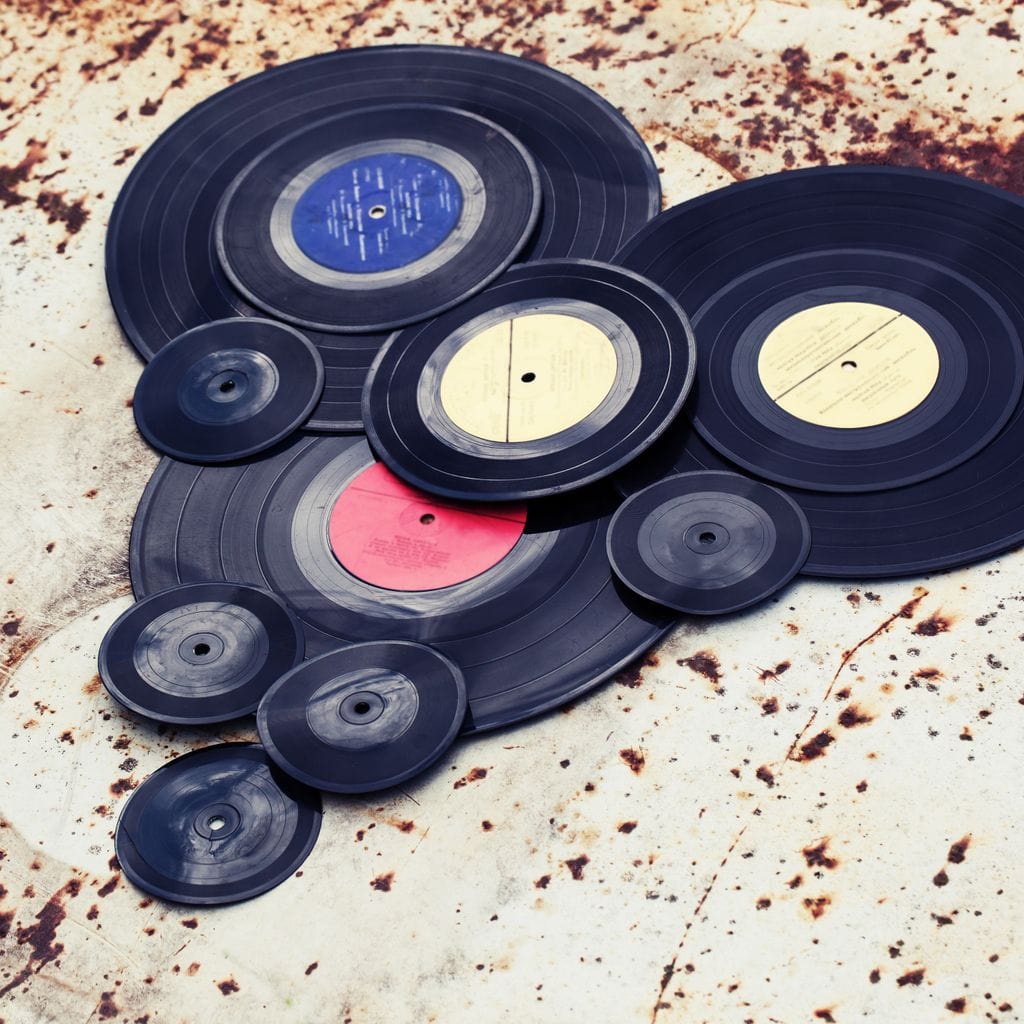 Heart Shaped Vinyl Records Canvas Wall Art