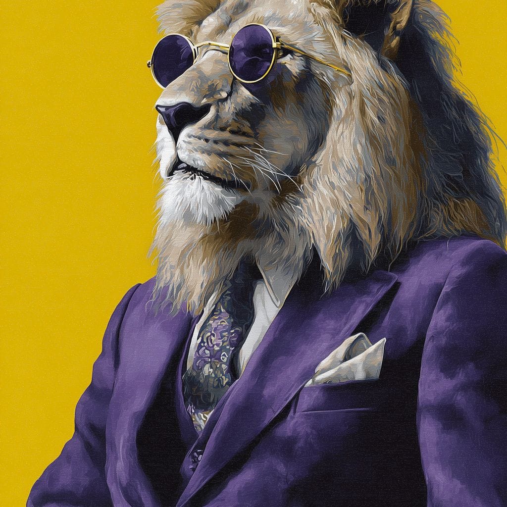 Regal Lion Boss Violet Suit Canvas Wall Art