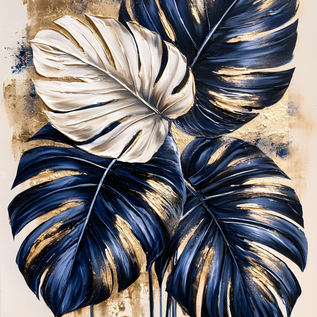 Gilded Foliage Under Midnight Skies Canvas Wall Art