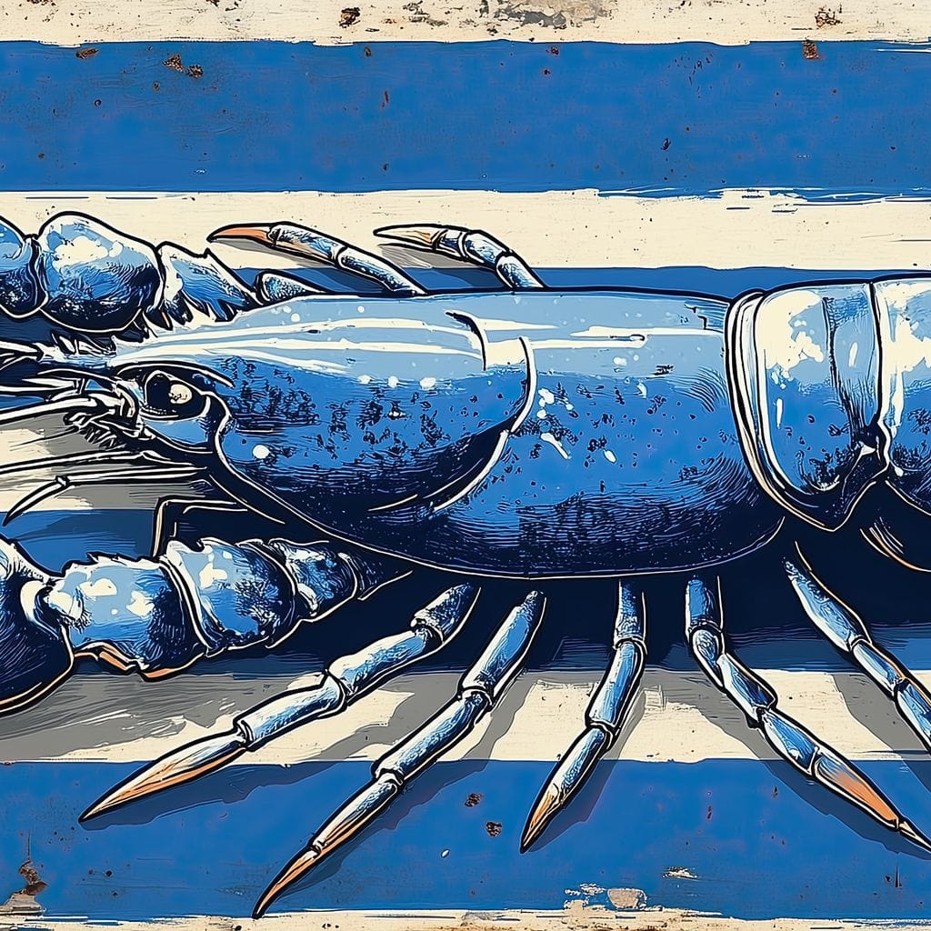 Nautical Blue Lobster Charm Canvas Wall Art