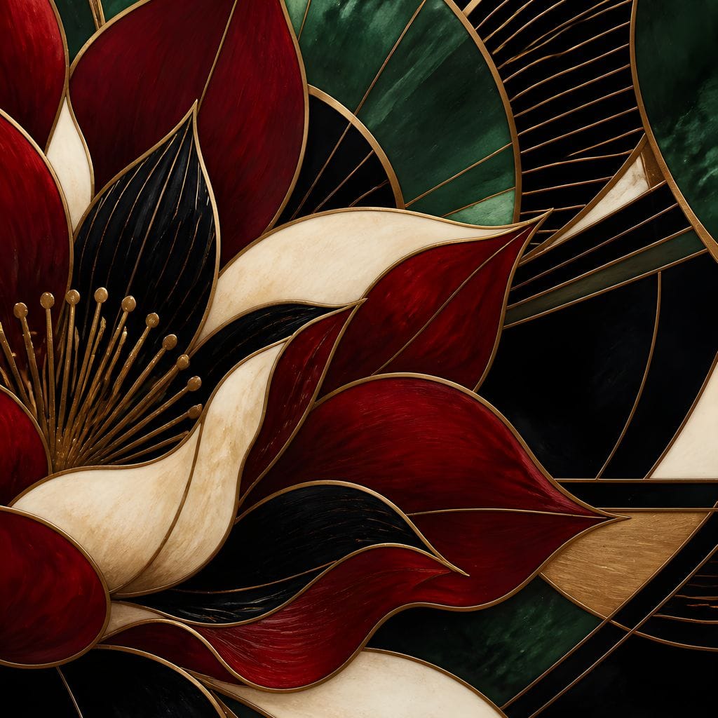 Gilded Petal Geometry Canvas Wall Art