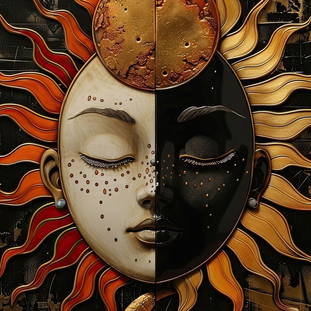 Solar Lunar Symbiosis Canvas Wall Art