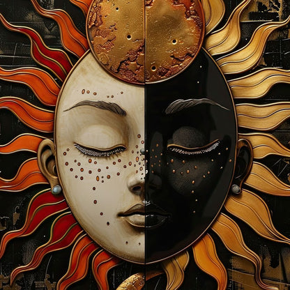 Solar Lunar Symbiosis Canvas Wall Art