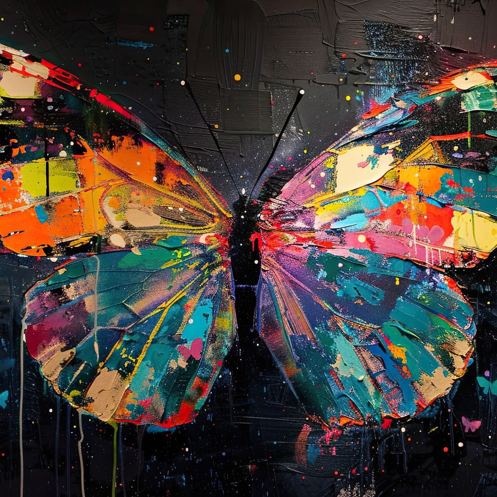 Enchanted Butterfly Mosaic Canvas Wall Art