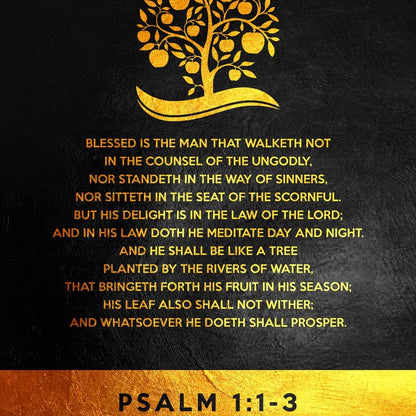 Psalm 1:1-3 Canvas Wall Art