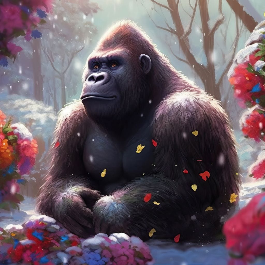 Winter Gorilla Canvas Wall Art