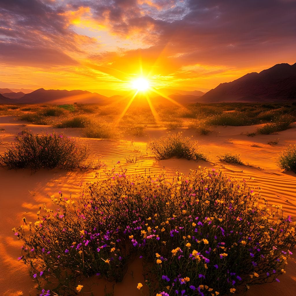 Golden Horizon Meadow Bloom Canvas Wall Art