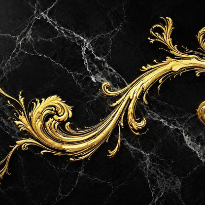 Baroque Flame on Obsidian Stone Canvas Wall Art