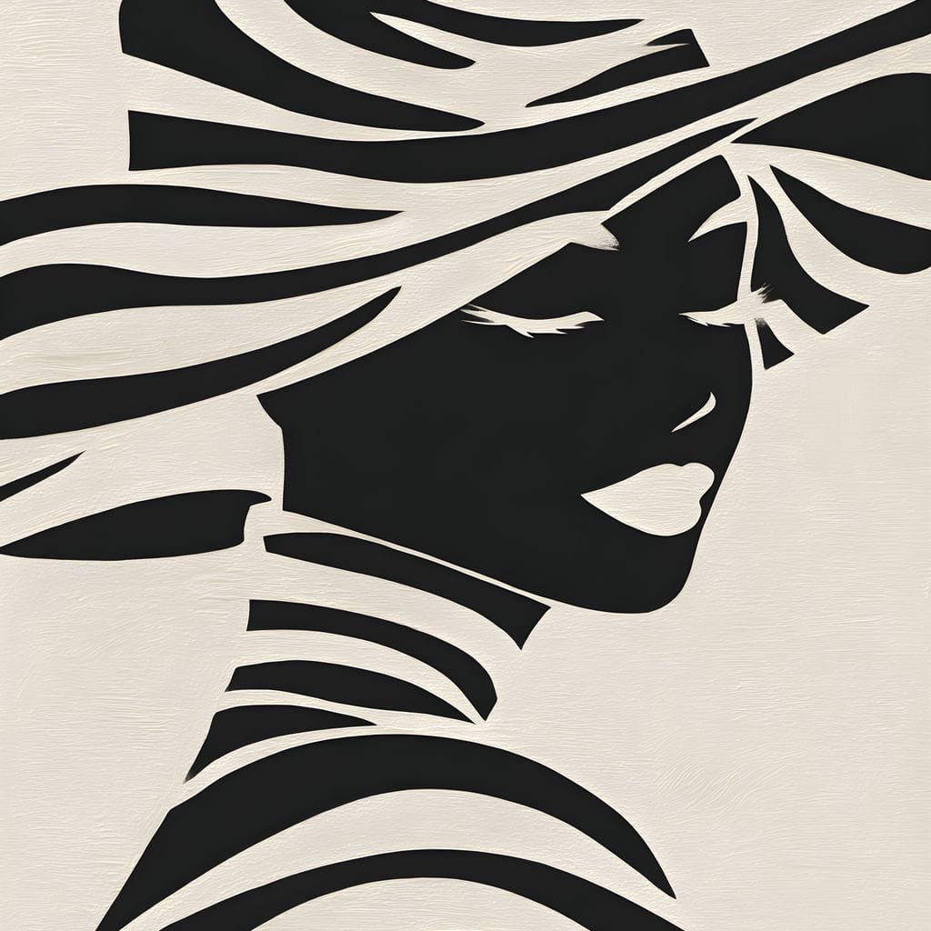 Monochrome Elegance Lady Silhouette Canvas Wall Art