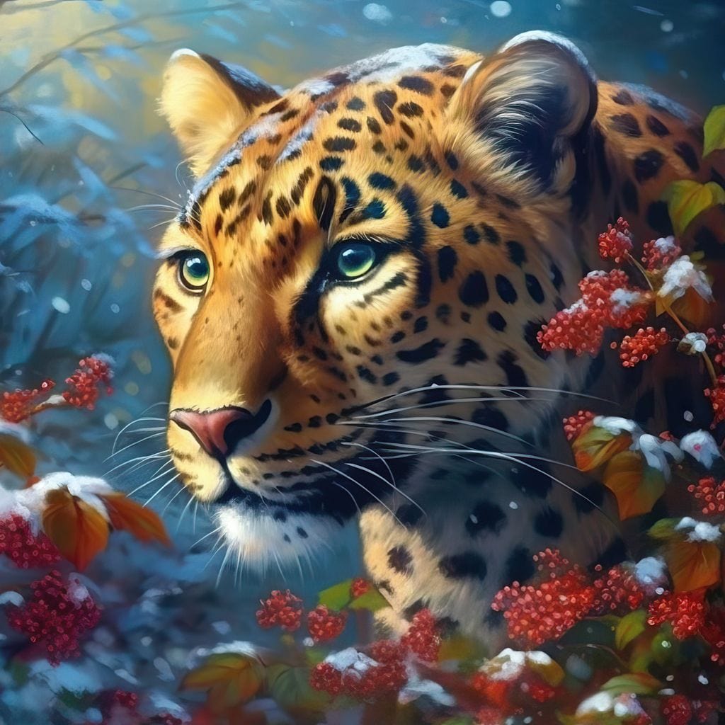 Winter Jaguar Canvas Wall Art