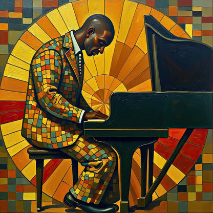 The Mosaic Pianist Canvas Wall Art