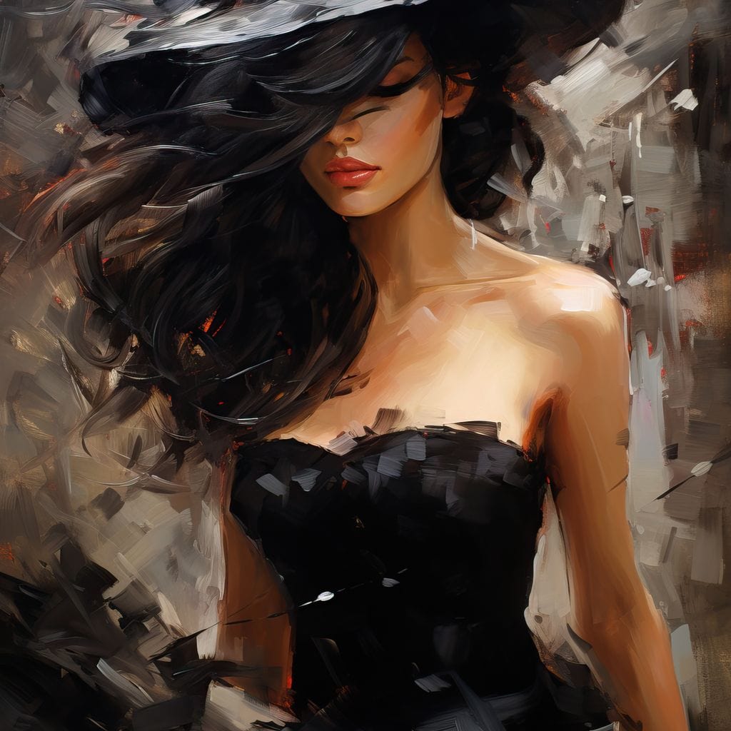 Black Dress Muse Canvas Wall Art
