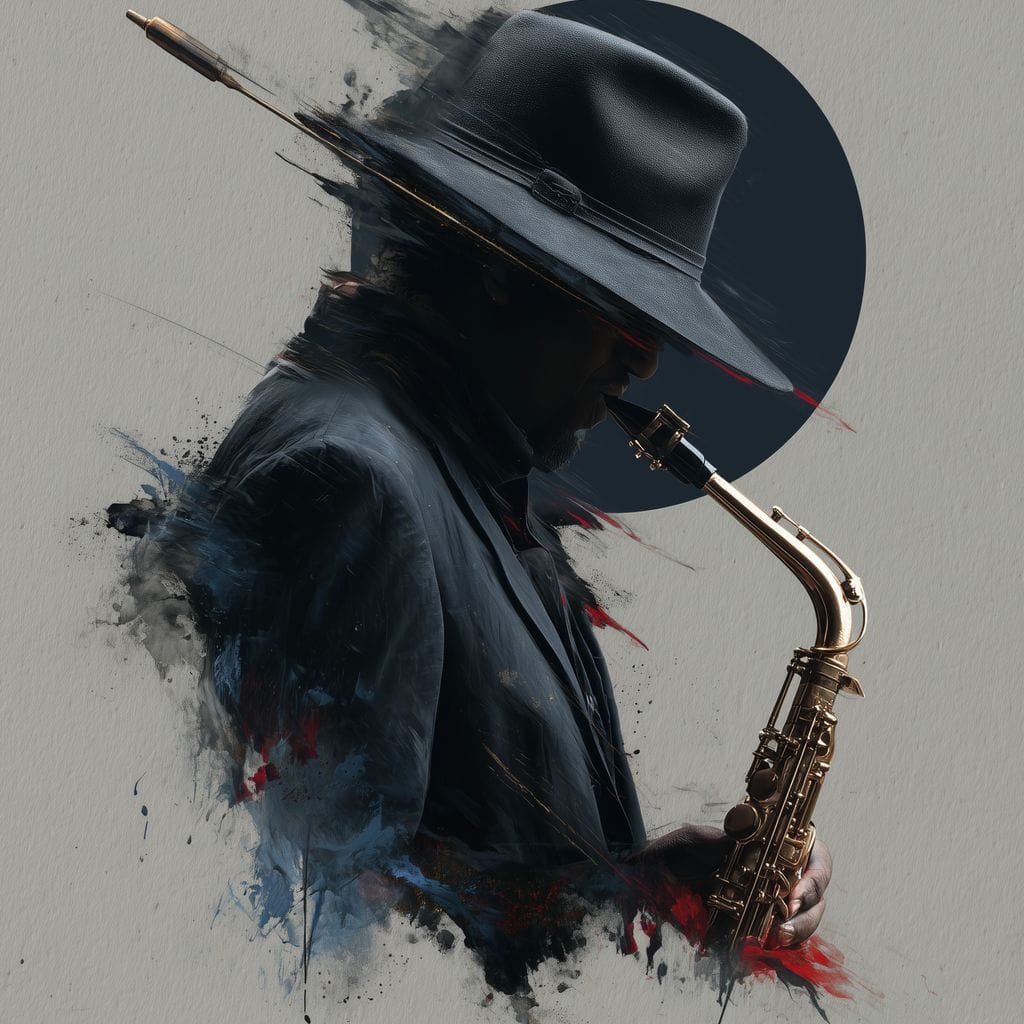 Midnight Saxophone Silhouette Canvas Wall Art