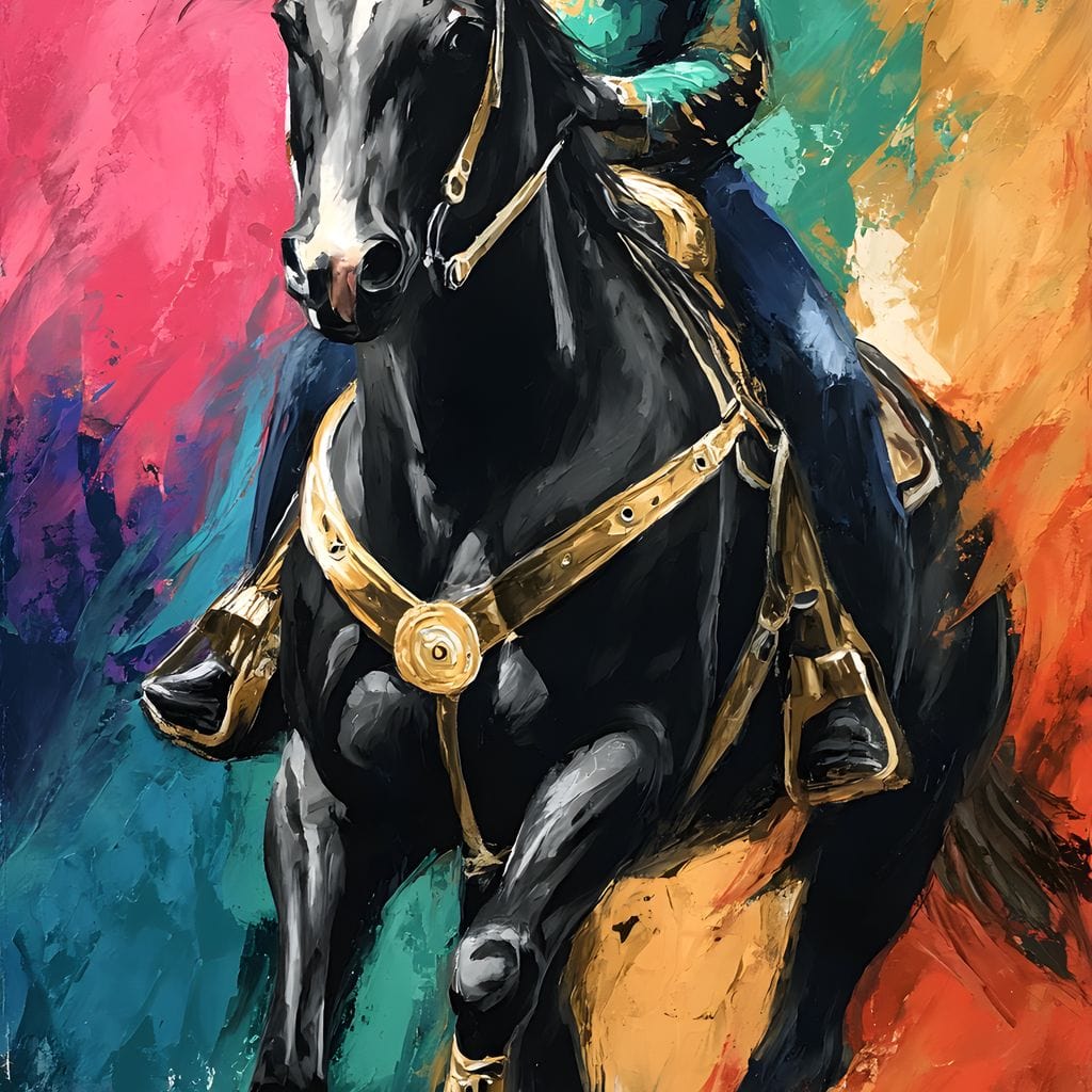 Galloping Midnight Charro Charge Canvas Wall Art