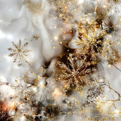 Golden Snowflake Reverie Canvas Wall Art
