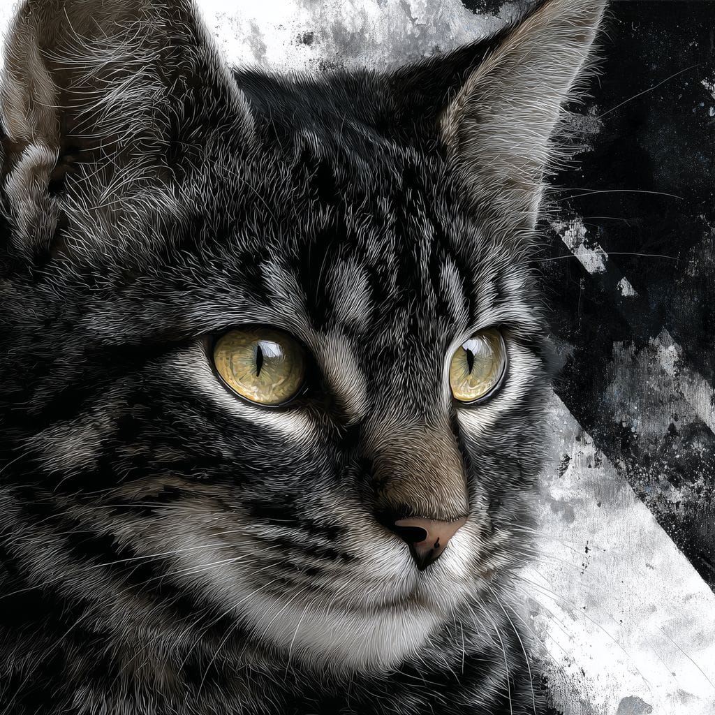Monochrome Cat Golden Eyes Canvas Wall Art