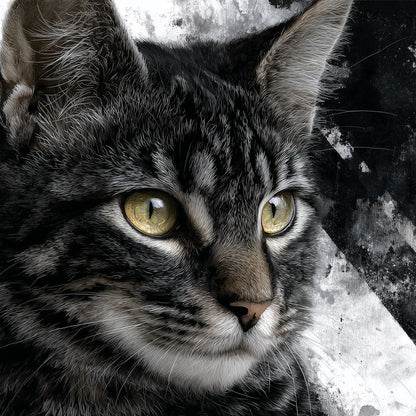 Monochrome Cat Golden Eyes Canvas Wall Art