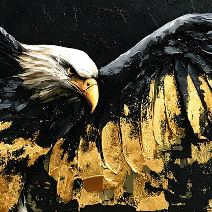 American Eagle in Gold & Black Canvas Wall Art