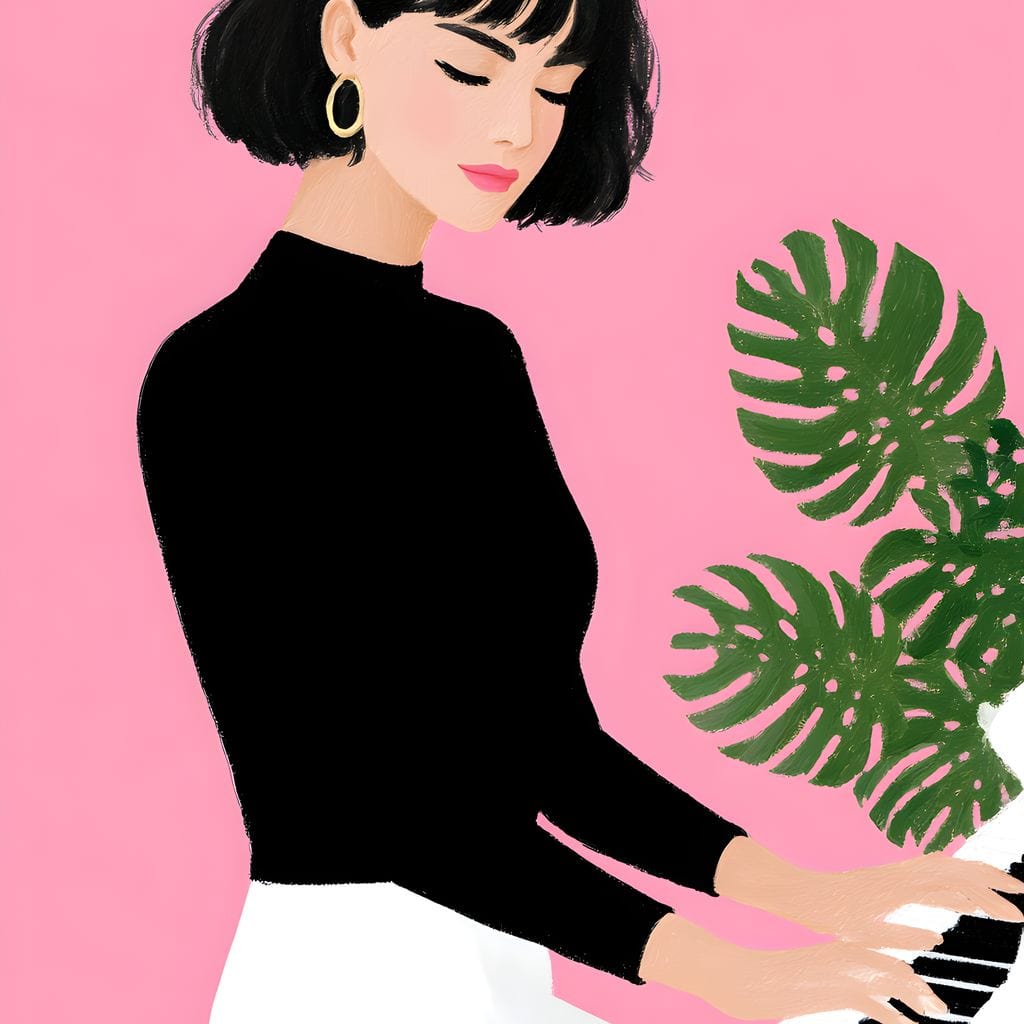 Melody on Rose Studio Keys Canvas Wall Art