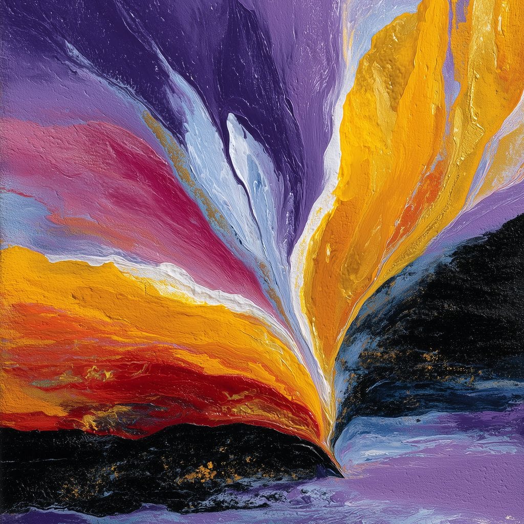Golden Rift Over Violet Tide Canvas Wall Art