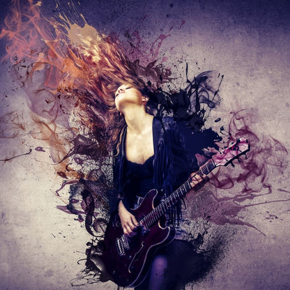 Guitar Splash Canvas Wall Art
