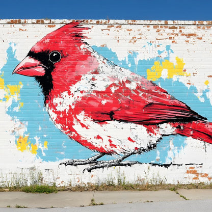 Street Art - Cardinal Mural Canvas Wall Art
