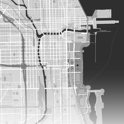 Map of Chicago, USA Canvas Wall Art