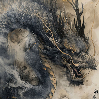 Mystic Dragon Tempest Canvas Wall Art