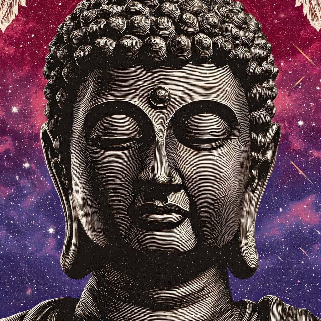 Celestial Buddha Tranquil Flow Canvas Wall Art
