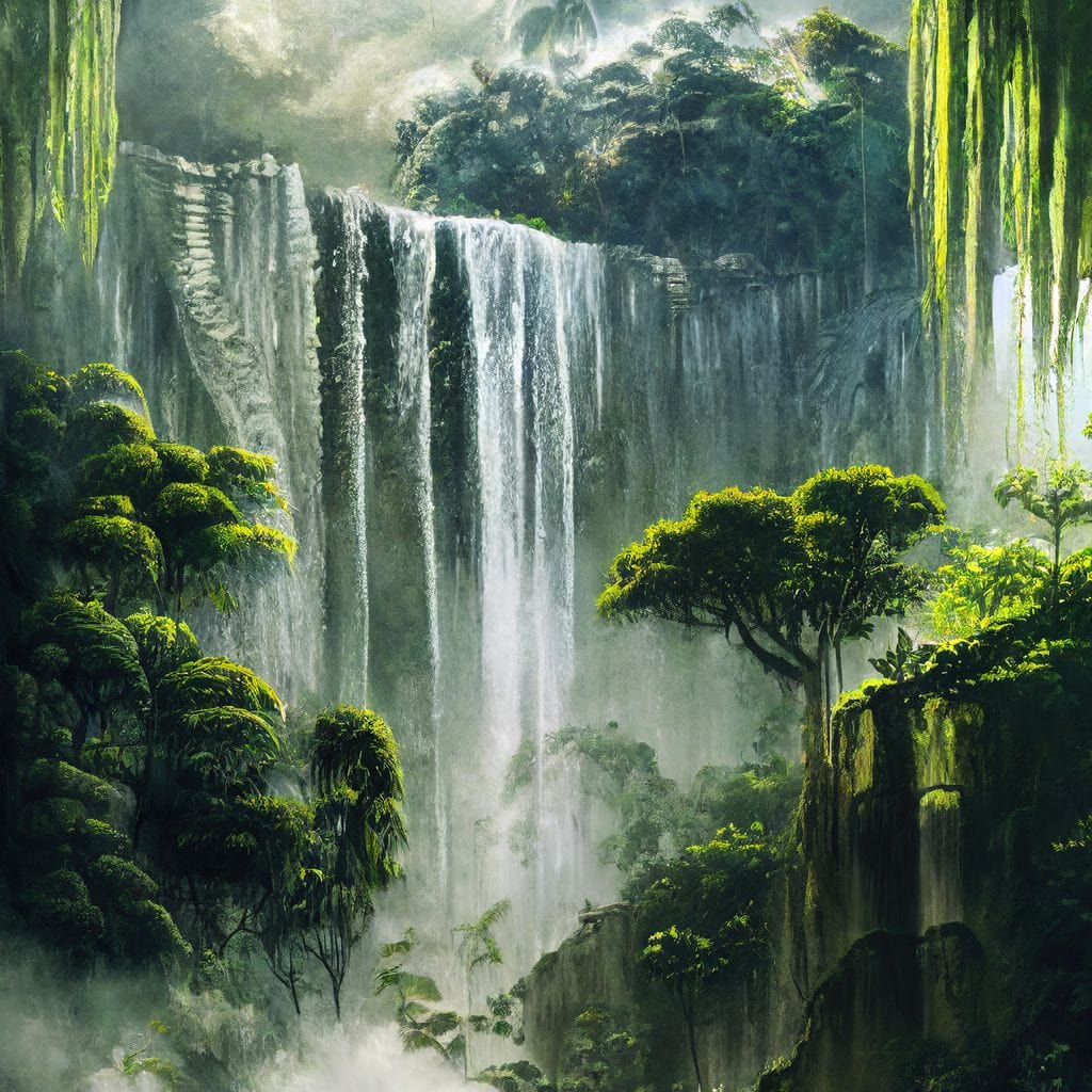 Waterfall in the Jungle Canvas Wall Art