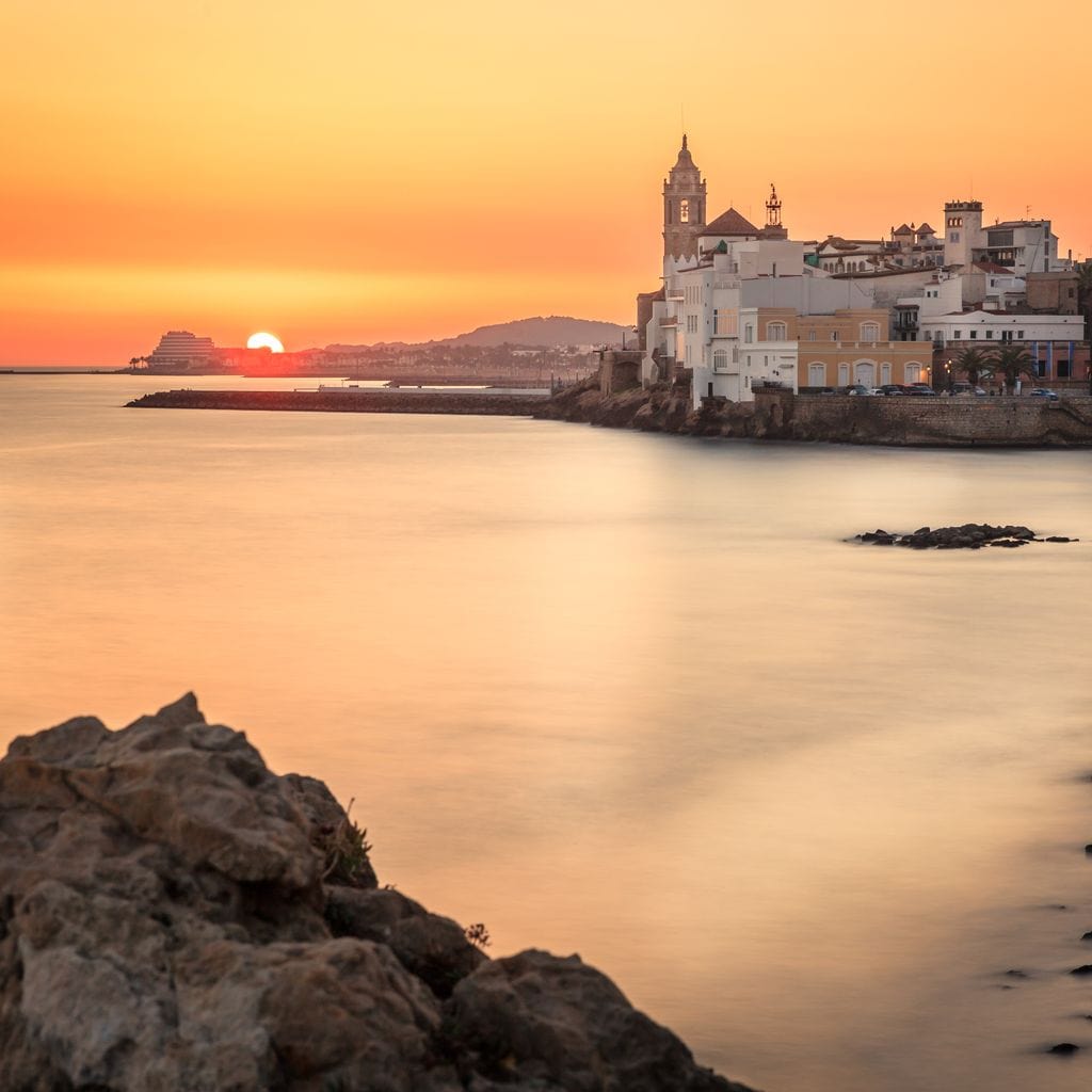 Sunset over Sitges Canvas Wall Art